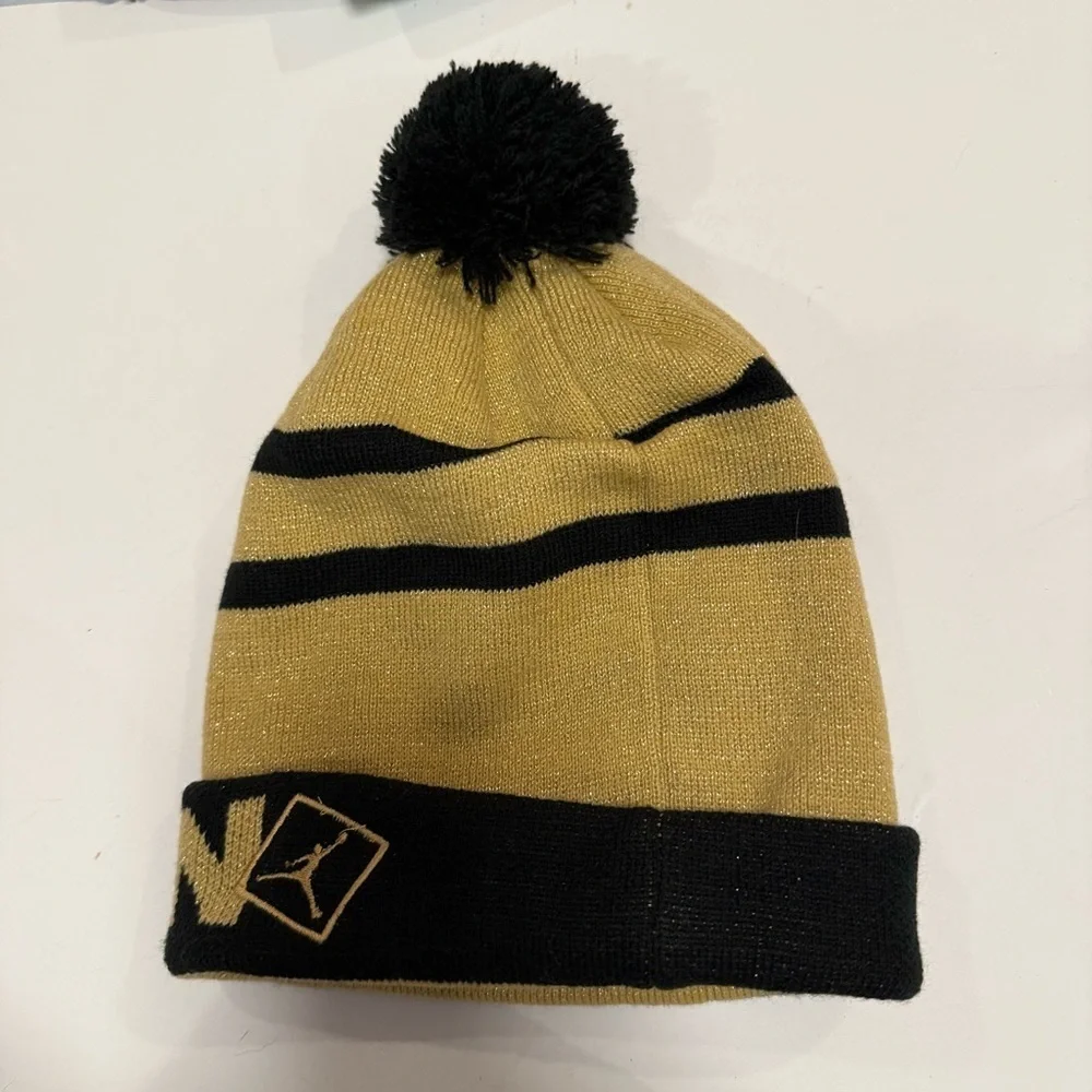 Jordan Kids' Black and Gold Pom Beanie